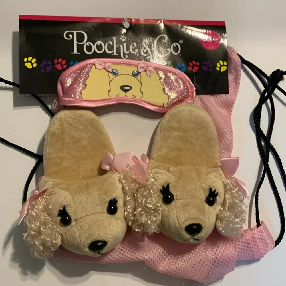 Poochie & Co. Face Mask, Slippers, Mess Backpack, Pink Size S/M New